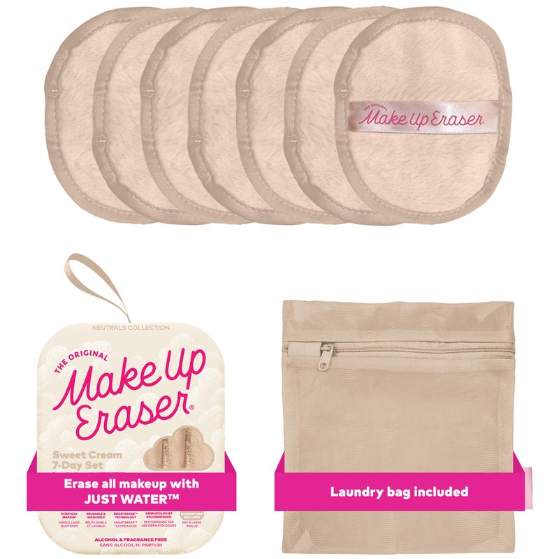 The Original MakeUp Eraser 7Day Set Erase All Makeup With Just Water Including Waterproof Mascara Eyeliner Foundation Lipstick Sunscreen and More Sweet Cream 7ct